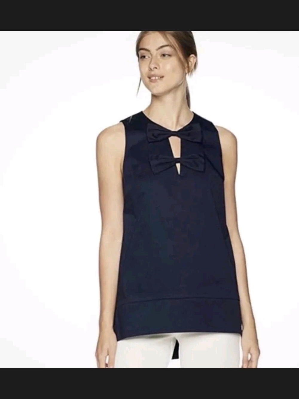 Ted Baker Navy Sleeveless Bow-Detail Shell
